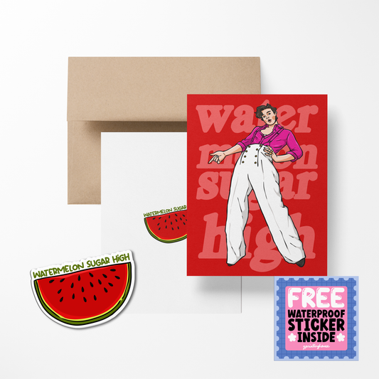 Watermelon Sugar High Cute Greeting Card with Stickers