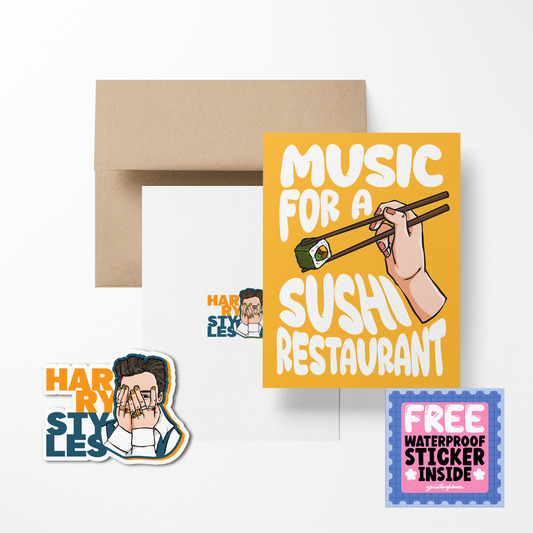 Music For A Sushi Restaurant Cute Greeting Card with Stickers