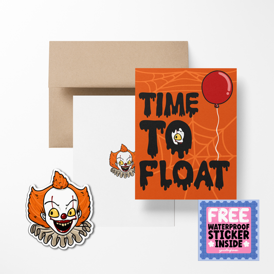 Time to Float Halloween Cute Greeting Card with Stickers