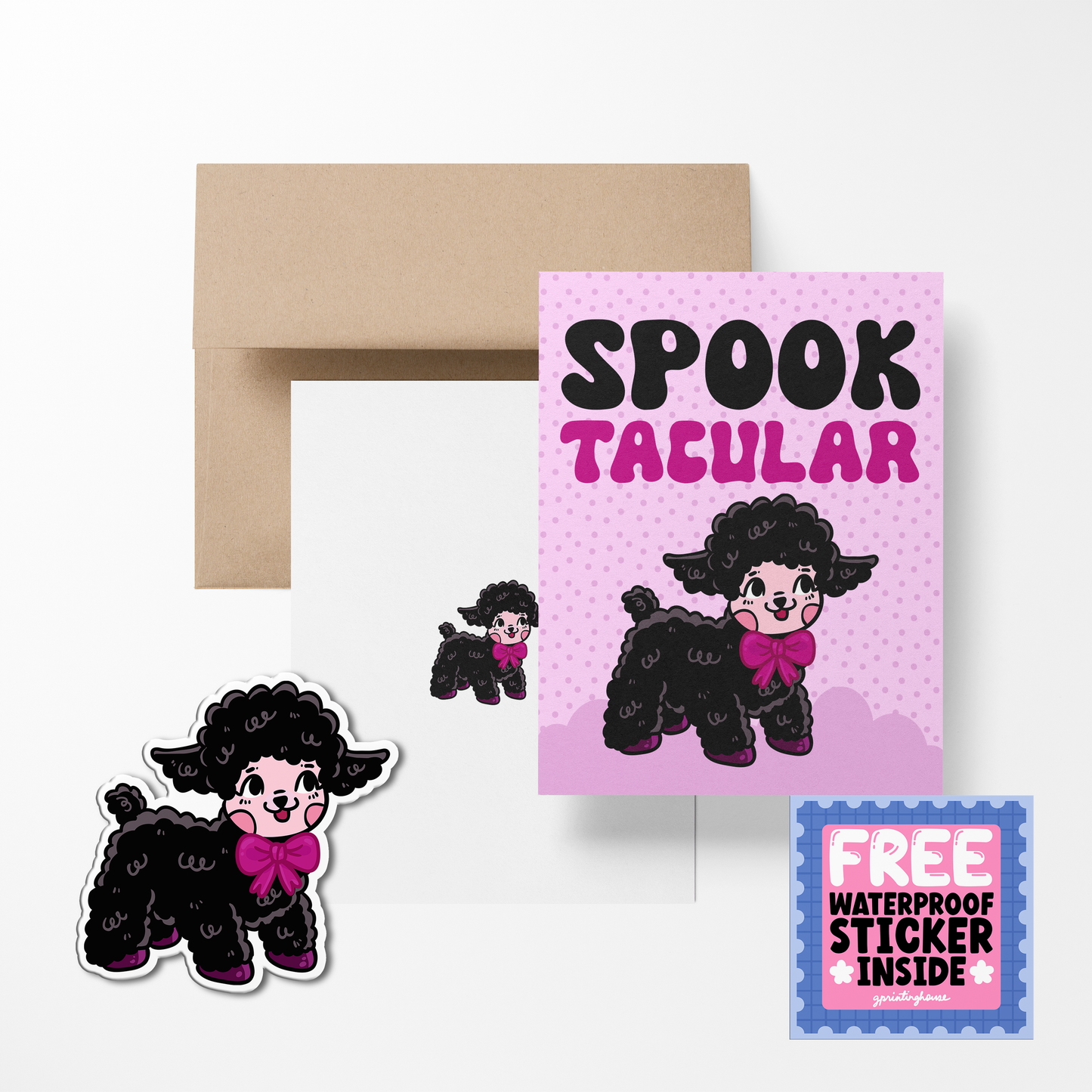 Spook Tacular Halloween Cute Greeting Card with Stickers