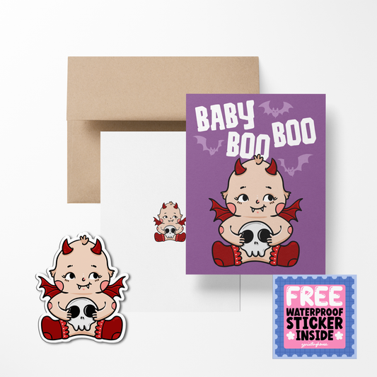 Baby Boo Boo Halloween Cute Greeting Card with Stickers