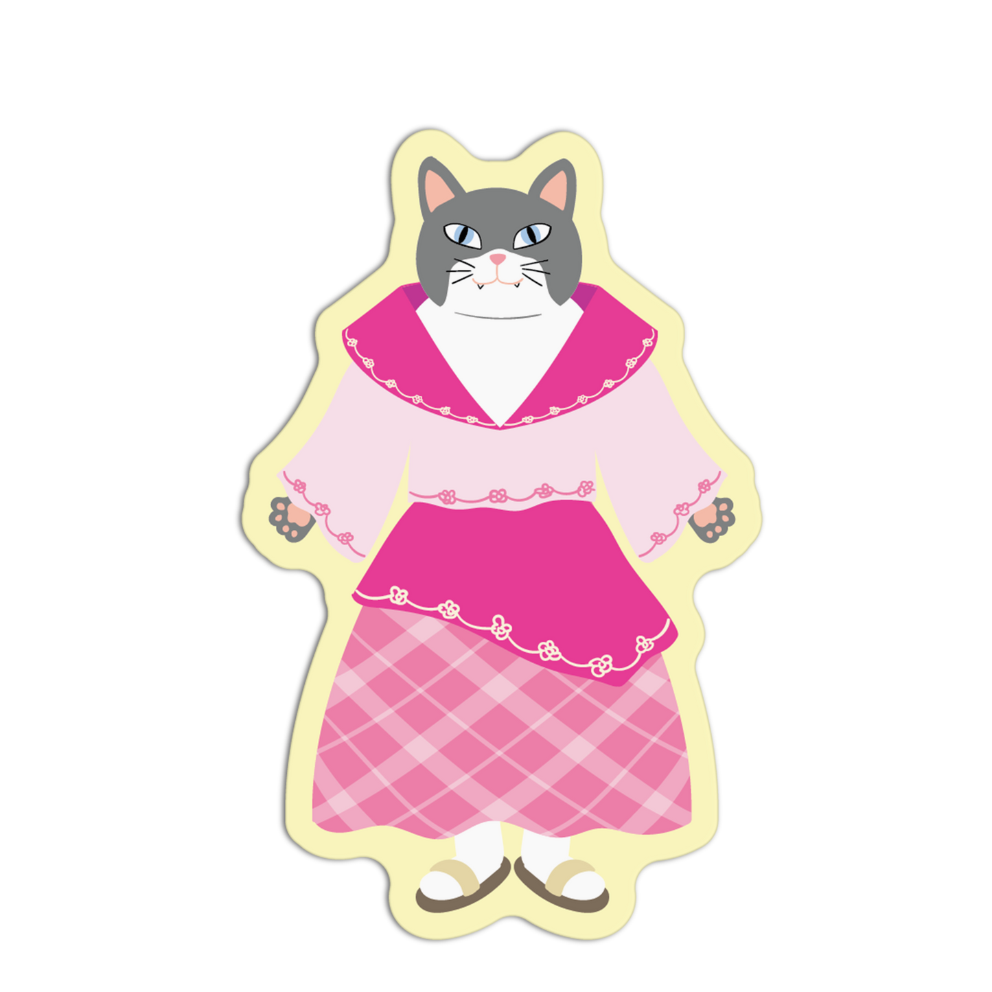 Gray and White Filipiñiana Cat Series Stickers