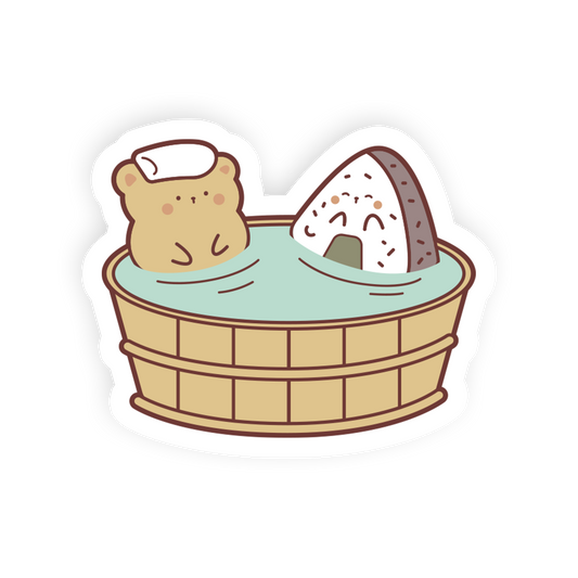 Hot Spring - Onigiri Bear Sticker