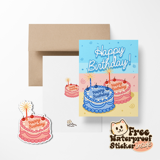 Sweet Sparkle Korokoropoko Birthday Greeting Card with Stickers