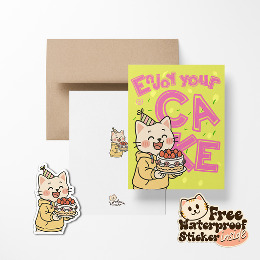 Lime & Pink Celebration Korokoropoko Birthday Greeting Card with Stickers