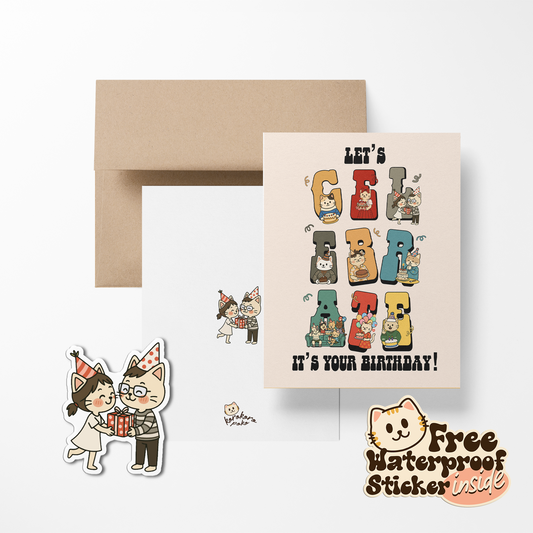 Sharing Friends Korokoropoko Birthday Greeting Card with Stickers