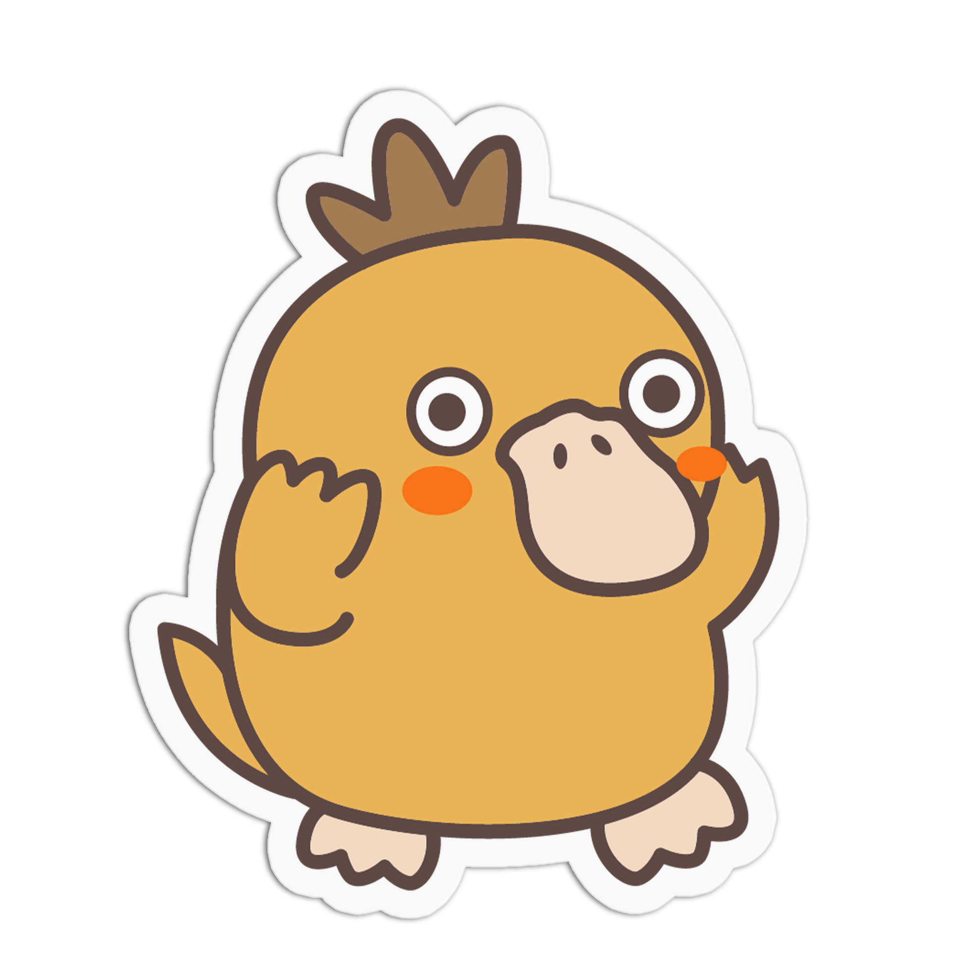 Cartoon bird character with a brown crown on a transparent background
