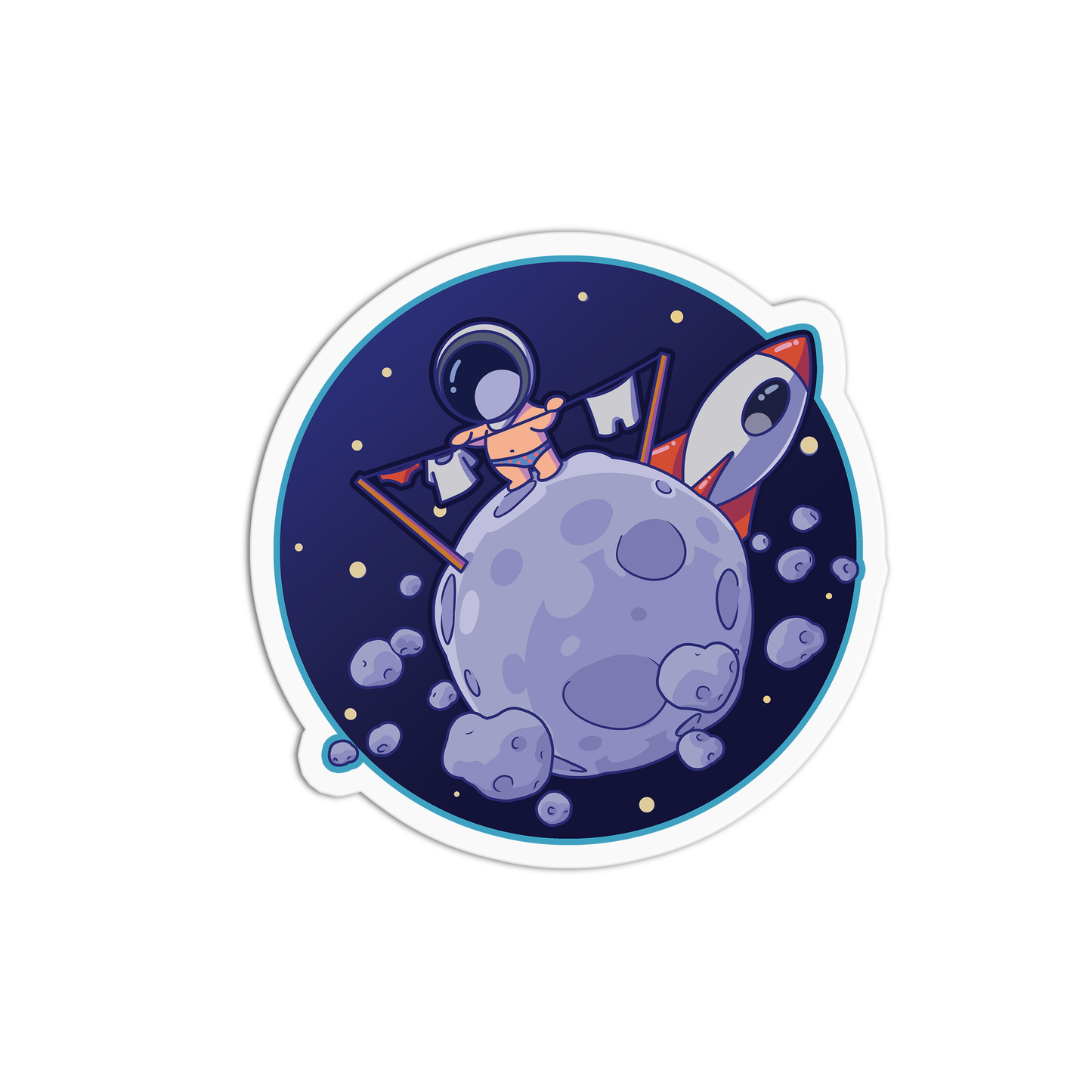 Astronaut & Spaceship Space One Sticker