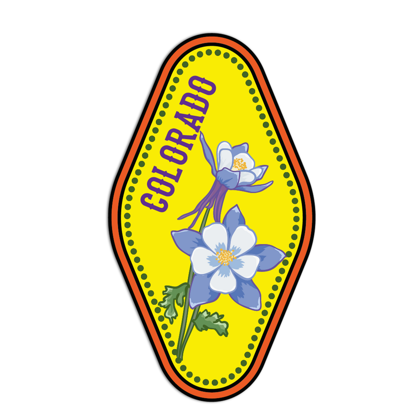 Colorful Colorado license plate with flowers on a white background