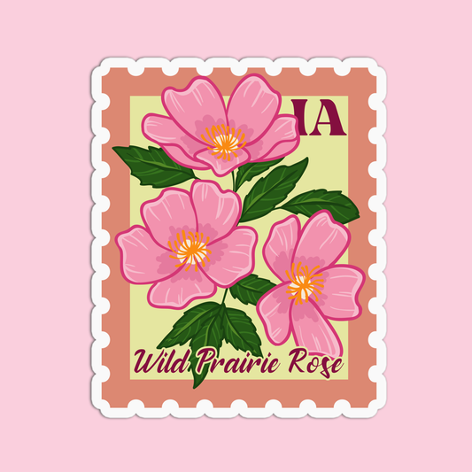 Iowa Wild Prairie Rose State Flower Stickers