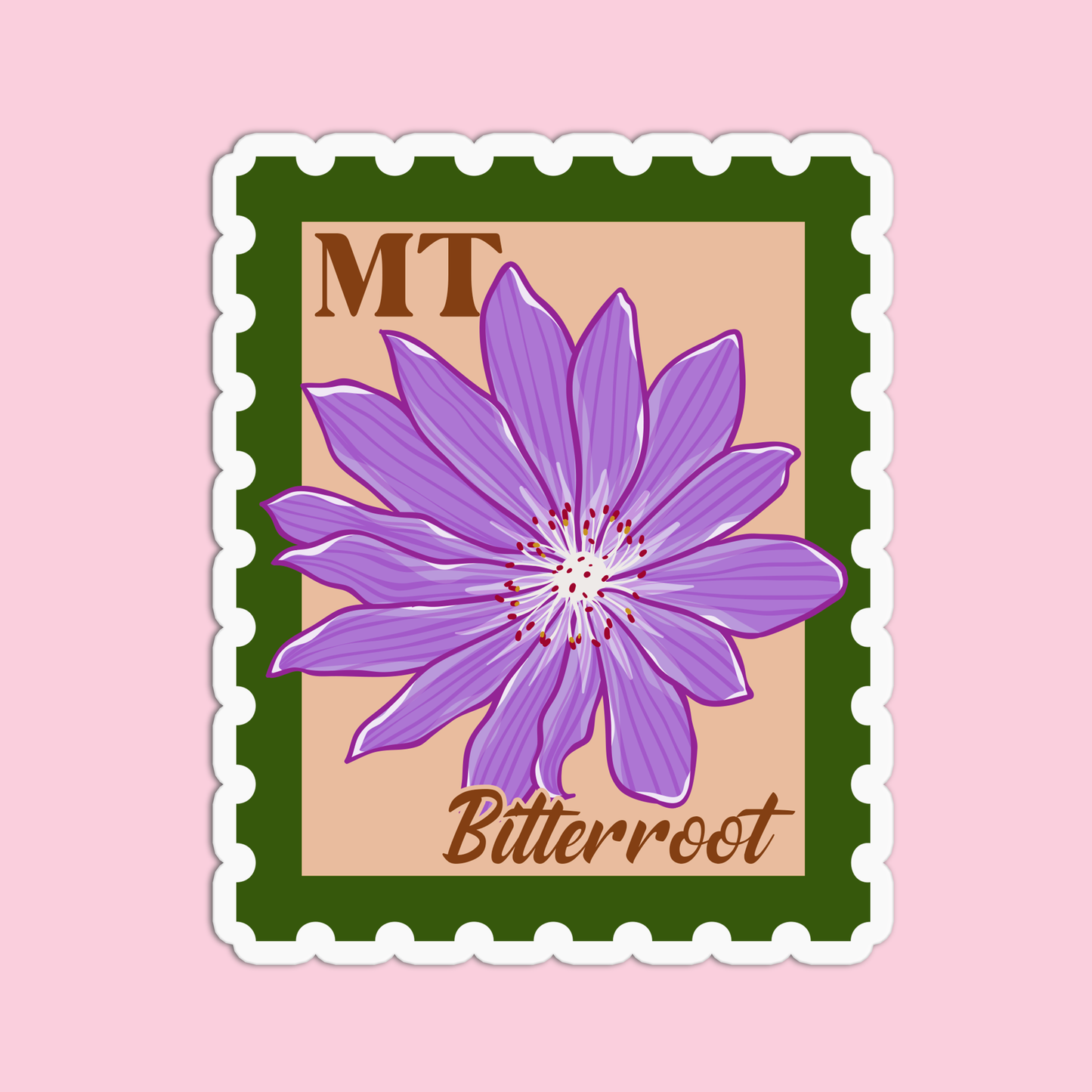 Montana Bitterroot State Flower Stickers