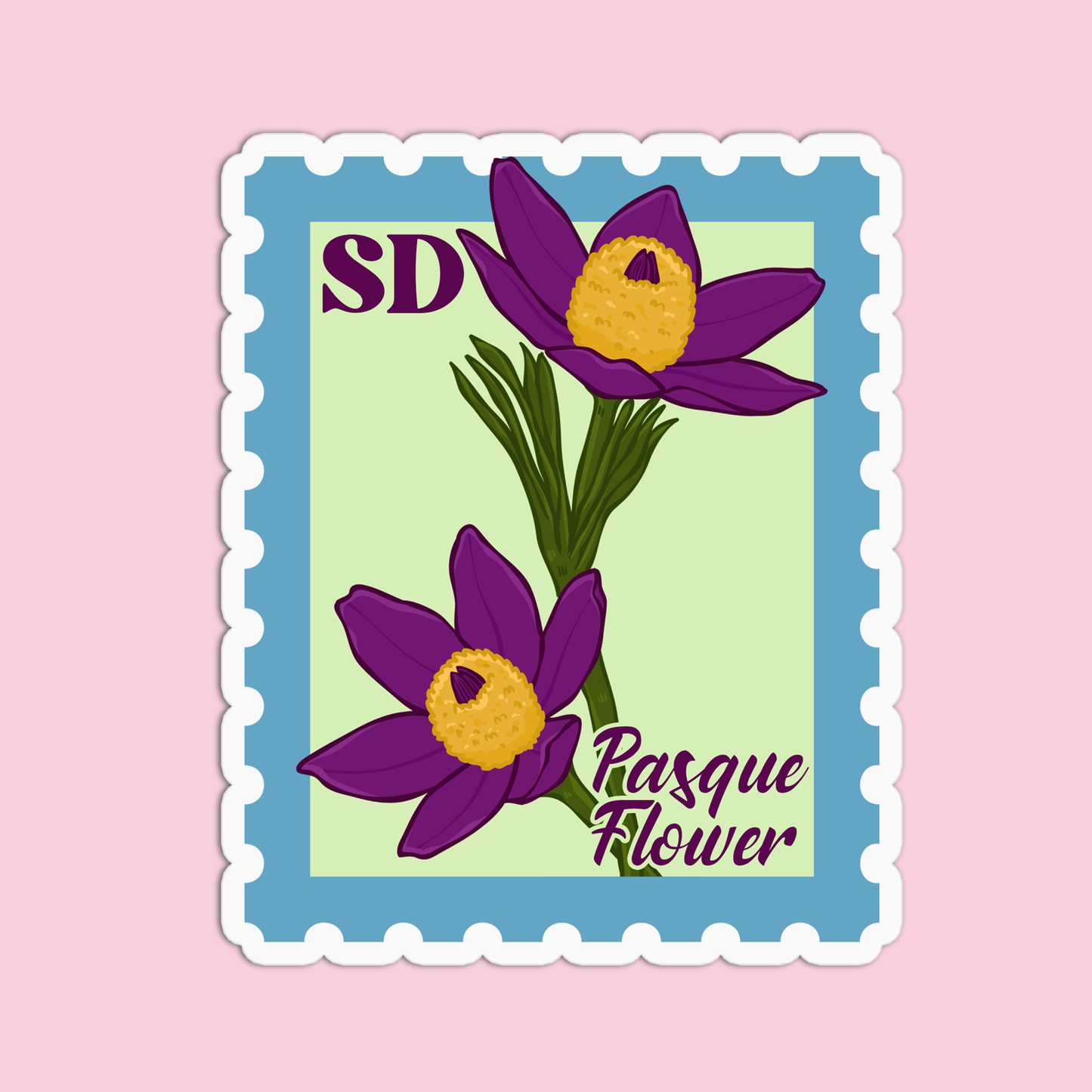 South Dakota Pasqueflower State Flower Stickers