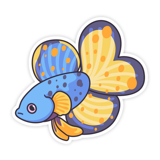 Blue Yellow Spotted Betta Fish Sticker