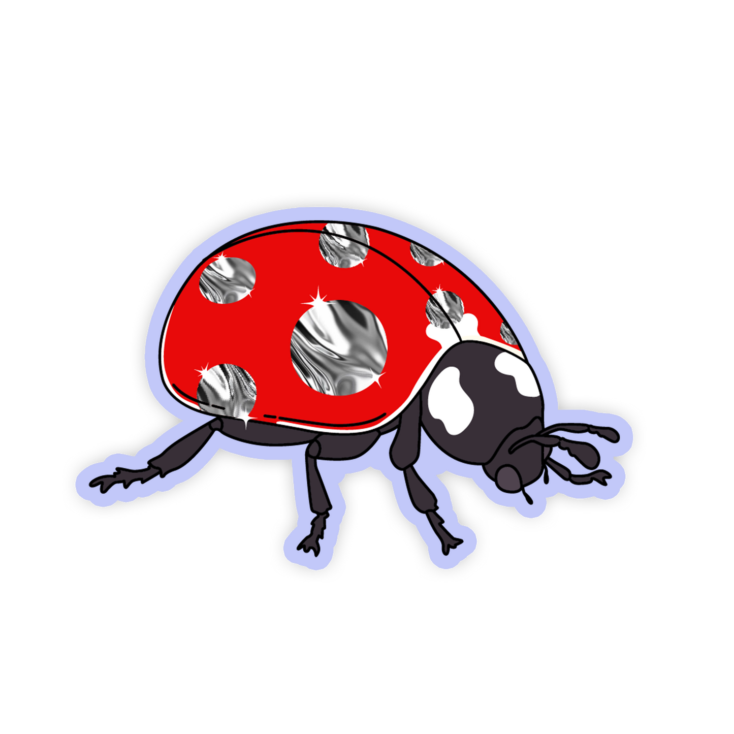 Silver Chrome Spotted Ladybug Series Sticker