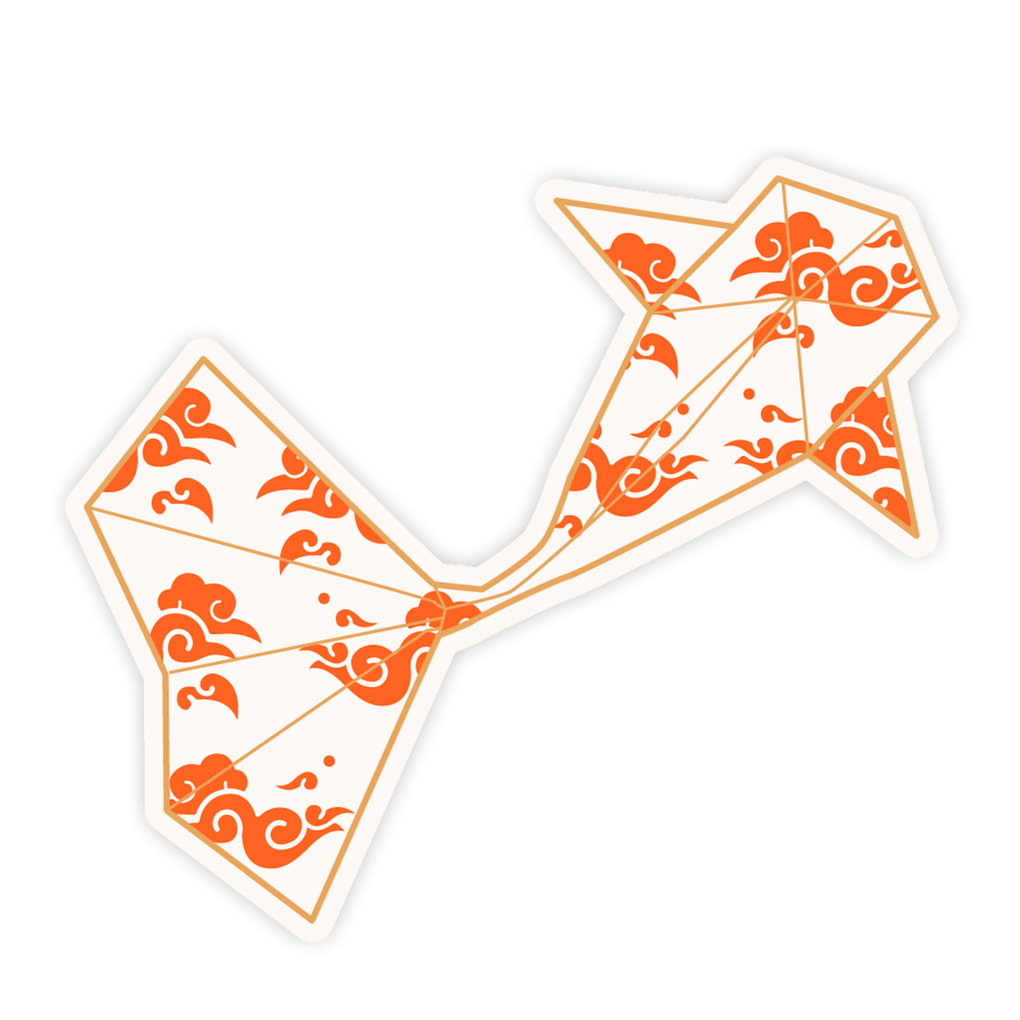 Origami Koi Orange Clouds Stickers