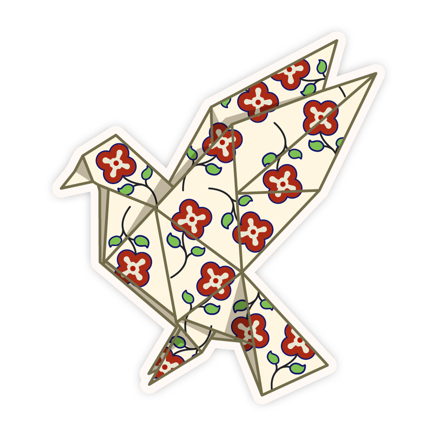 Decorative paper dove with floral patterns on a white background