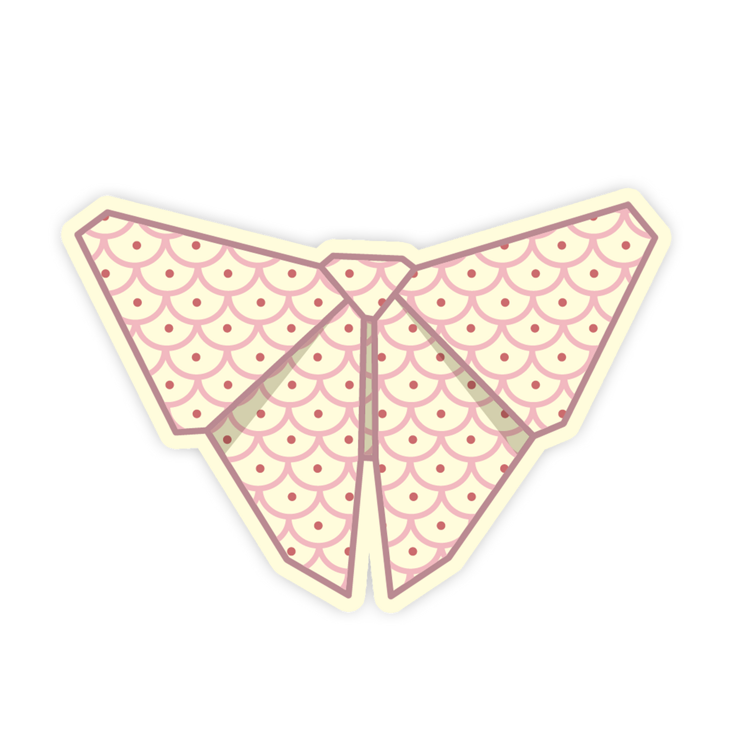 Decorative bow with pink and white pattern on a beige background