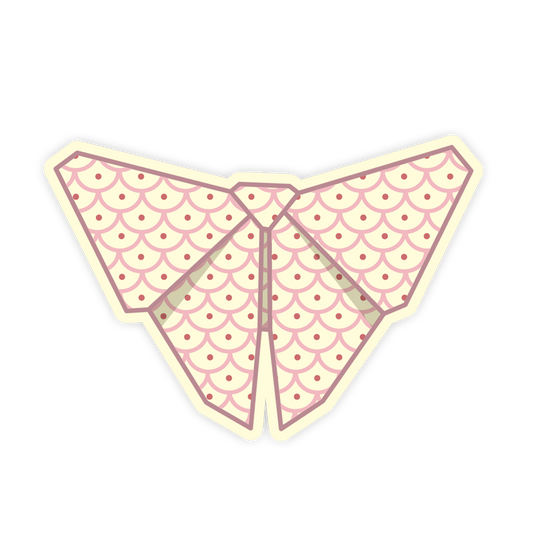 Decorative bow with pink and white pattern on a beige background