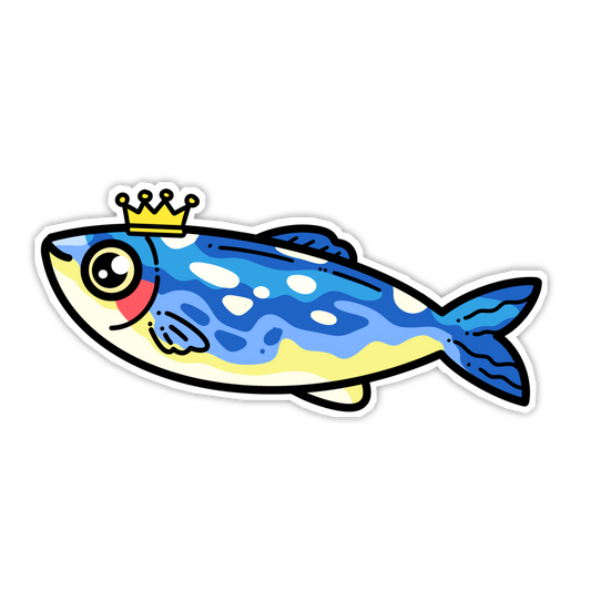 Colorful fish with a crown on a white background