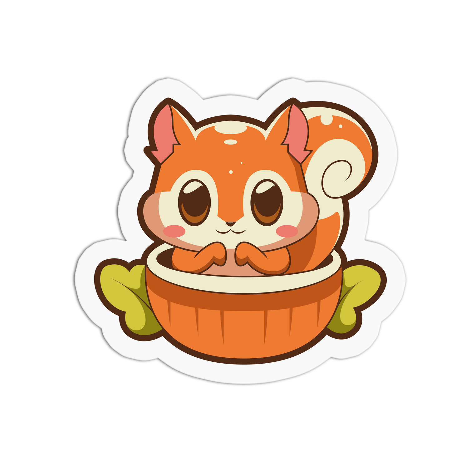 Sitting in Brown Shell Cute Squirrel Sticker