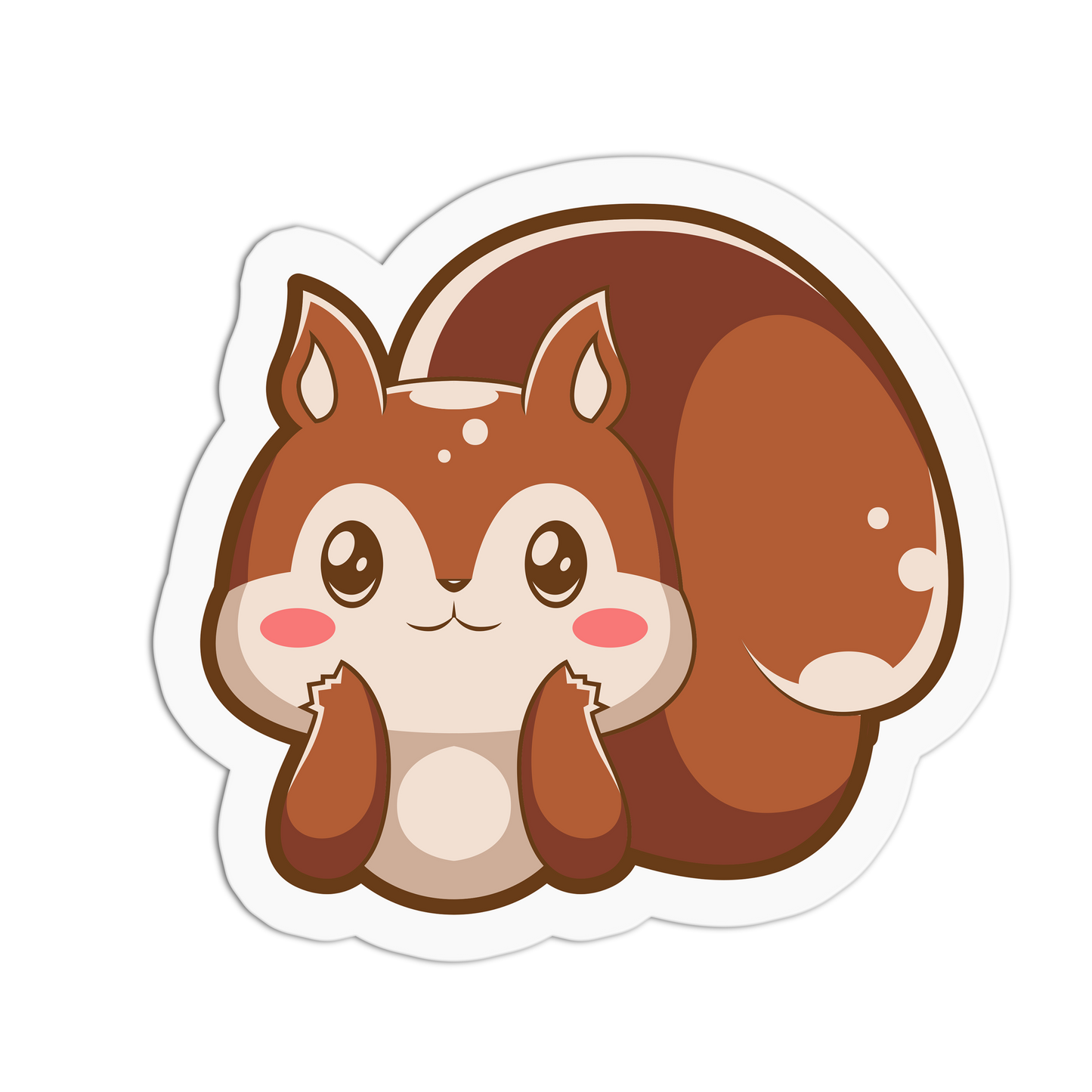 Sitting with Tail Visible Shell Cute Squirrel Sticker