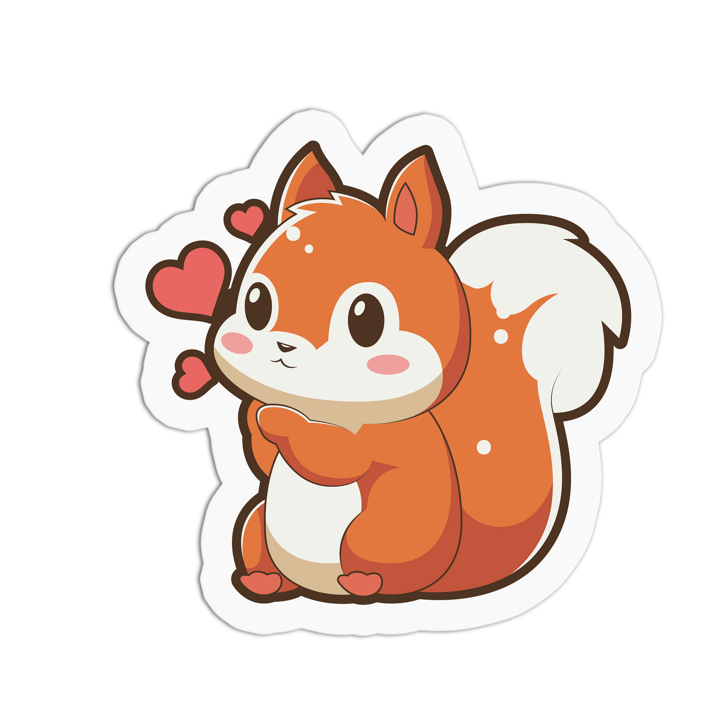 Flying Hearts Shell Cute Squirrel Sticker