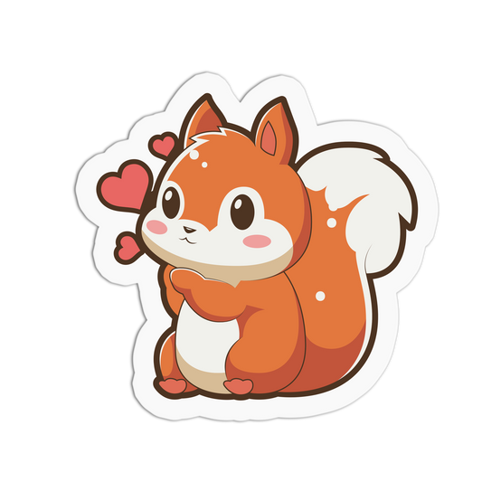 Flying Hearts Shell Cute Squirrel Sticker