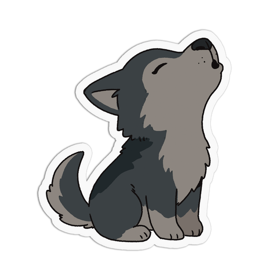 Little Howling Wolf Pup Sticker