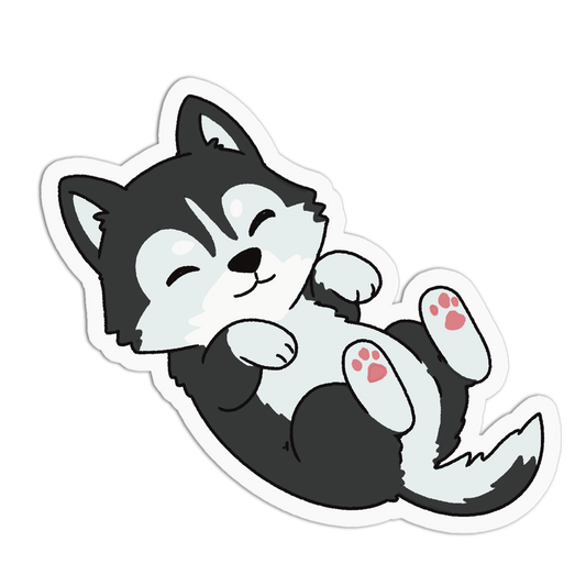 Rolling Black Wolf Pup Sticker