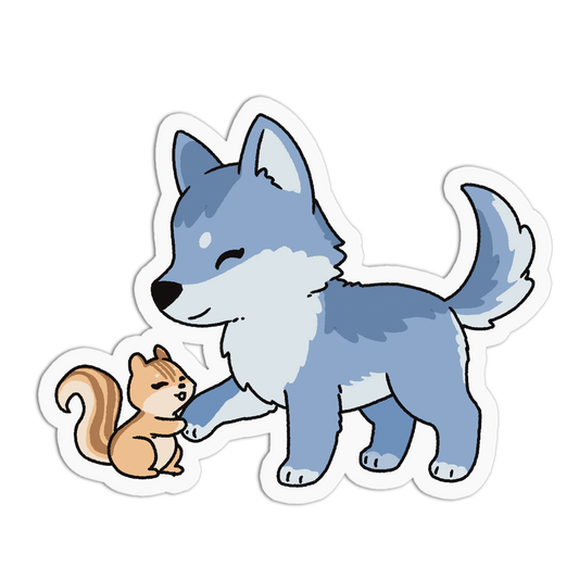 Chipmunk and Wolf Pup Sticker