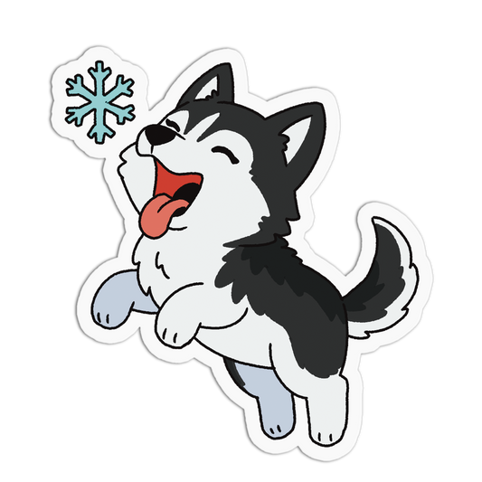 Jumping Winter Wolf Pup Sticker