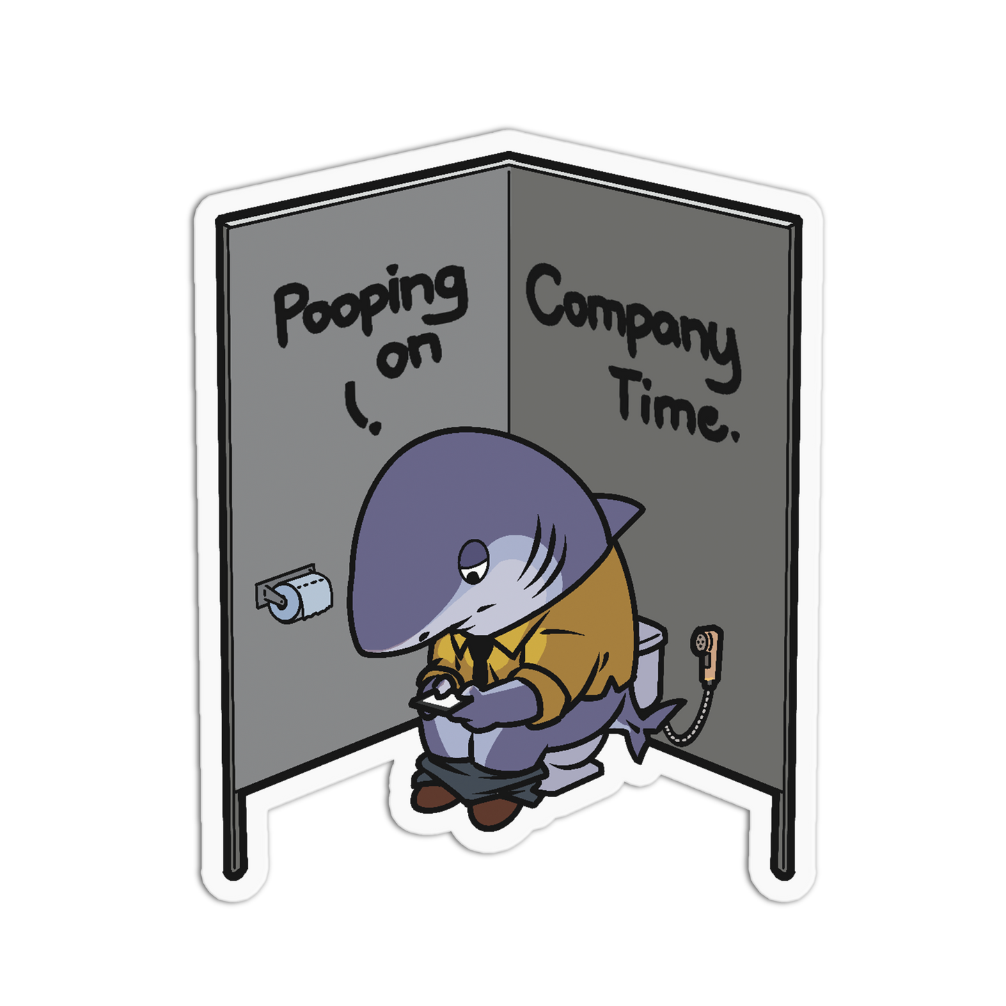Clocking In Working Shark Sticker