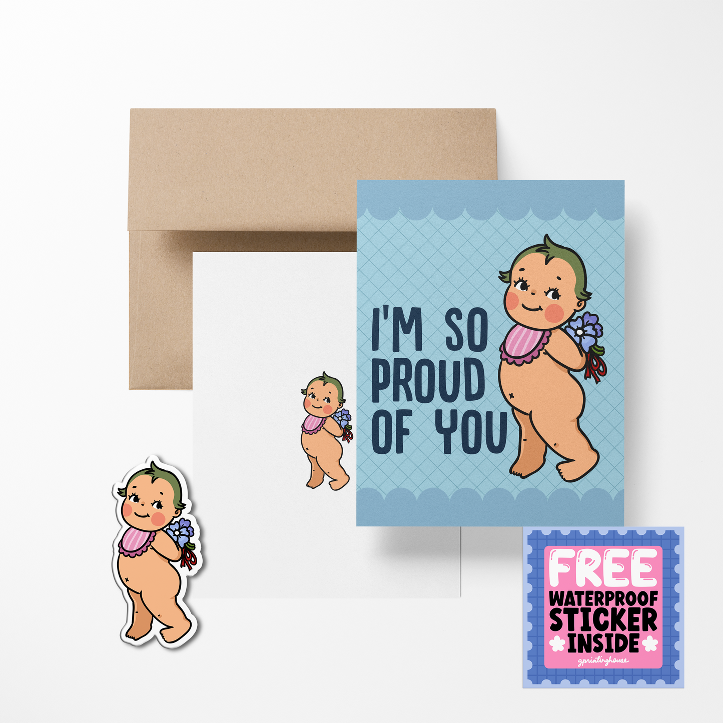 I'm So Proud Of You Retro Babies Greeting Card with Stickers