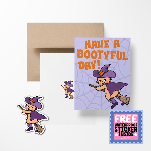 Have A Bootyful Day! Retro Babies Greeting Card with Stickers