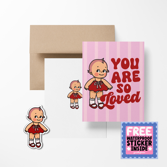 You Are So Loved Retro Babies Greeting Card with Stickers
