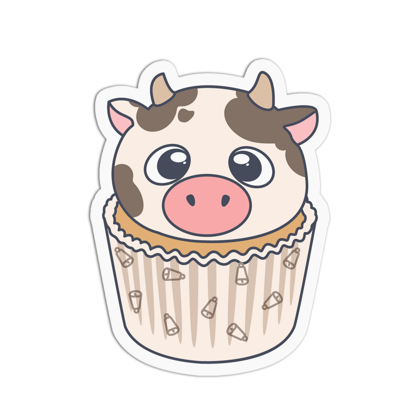 Sweet Dairy Cow Animal Cupcake Sticker
