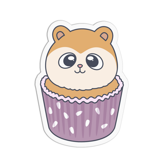 Cute Small Hamster Animal Cupcake Sticker
