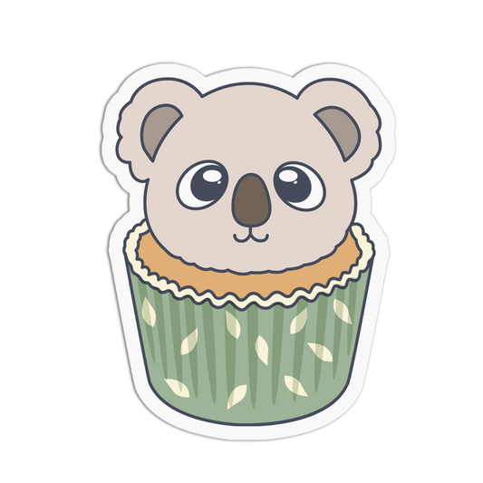 Gentle Green Koala Animal Cupcake Sticker