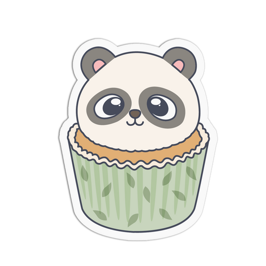 Cute Spotted Panda Animal Cupcake Sticker