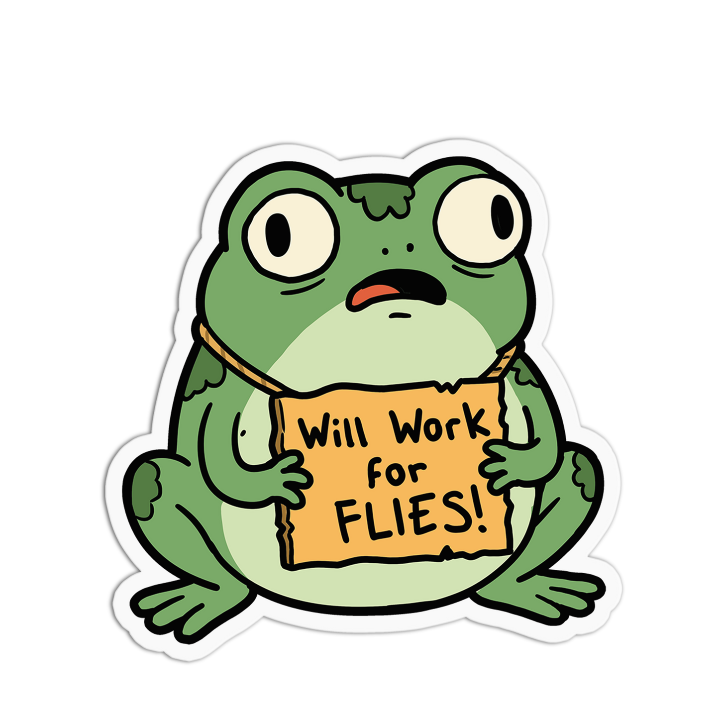 "Will Work for FLIES!" - Cute Animal Sticker