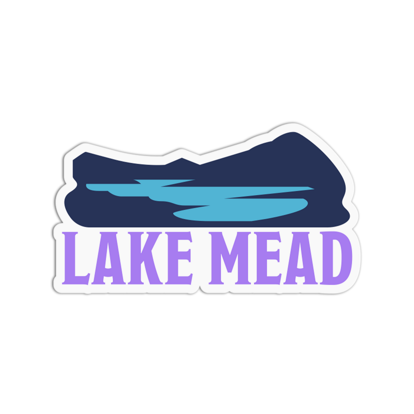 Sticker with 'Lake Mead' text and blue wave design on a white background