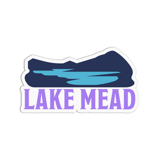 Sticker with 'Lake Mead' text and blue wave design on a white background