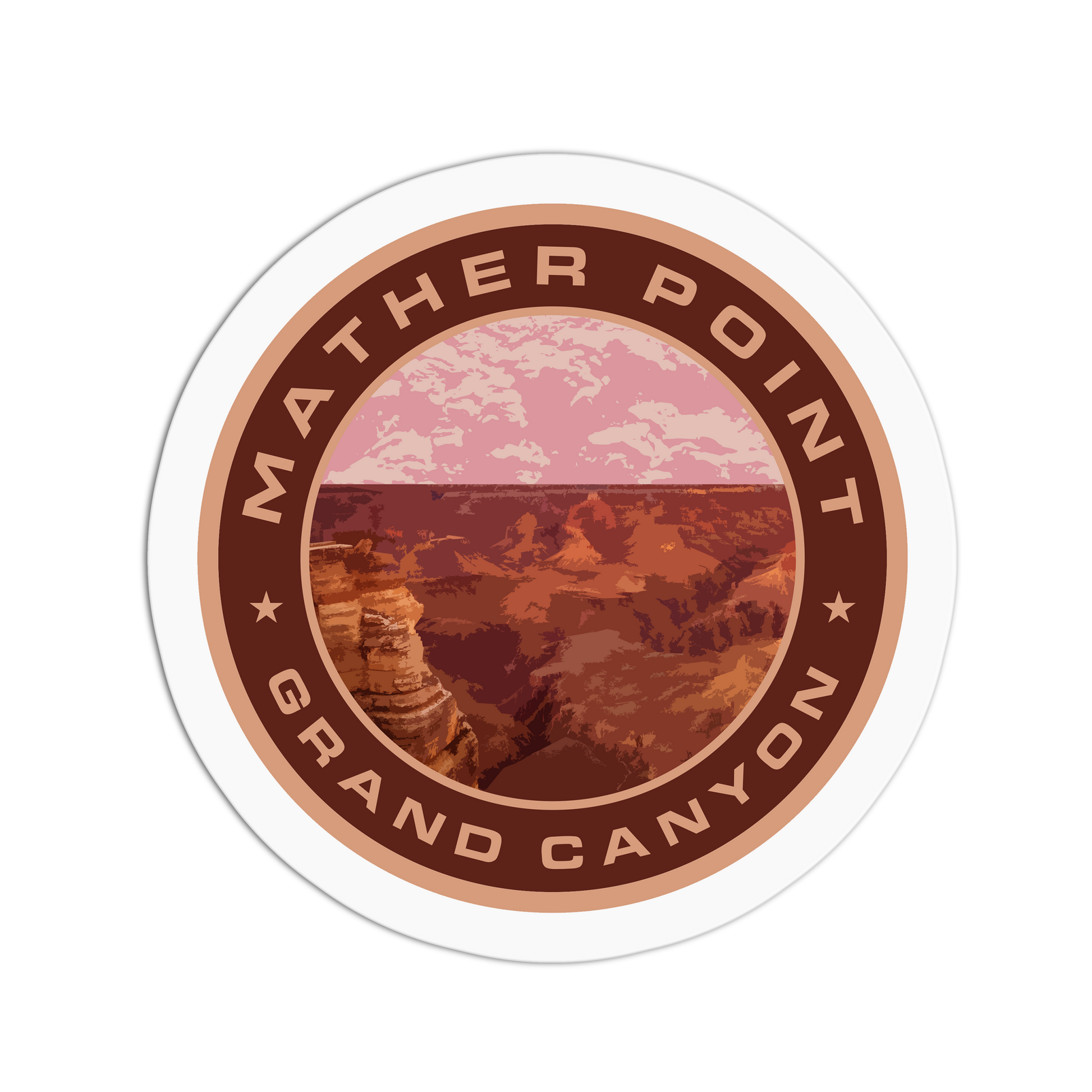 Sticker with Mather Point Grand Canyon design on a white background