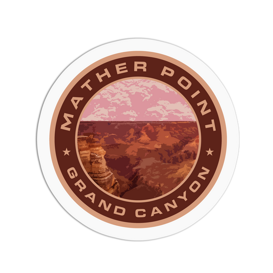 Sticker with Mather Point Grand Canyon design on a white background