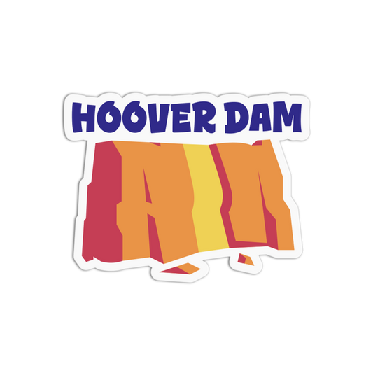 Sticker with 'Hoover Dam' text on a colorful background