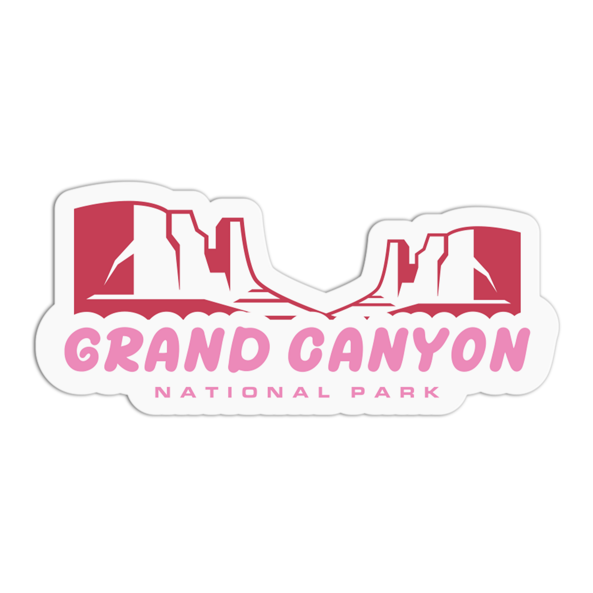 Sticker with 'Grand Canyon National Park' text and logo on a white background