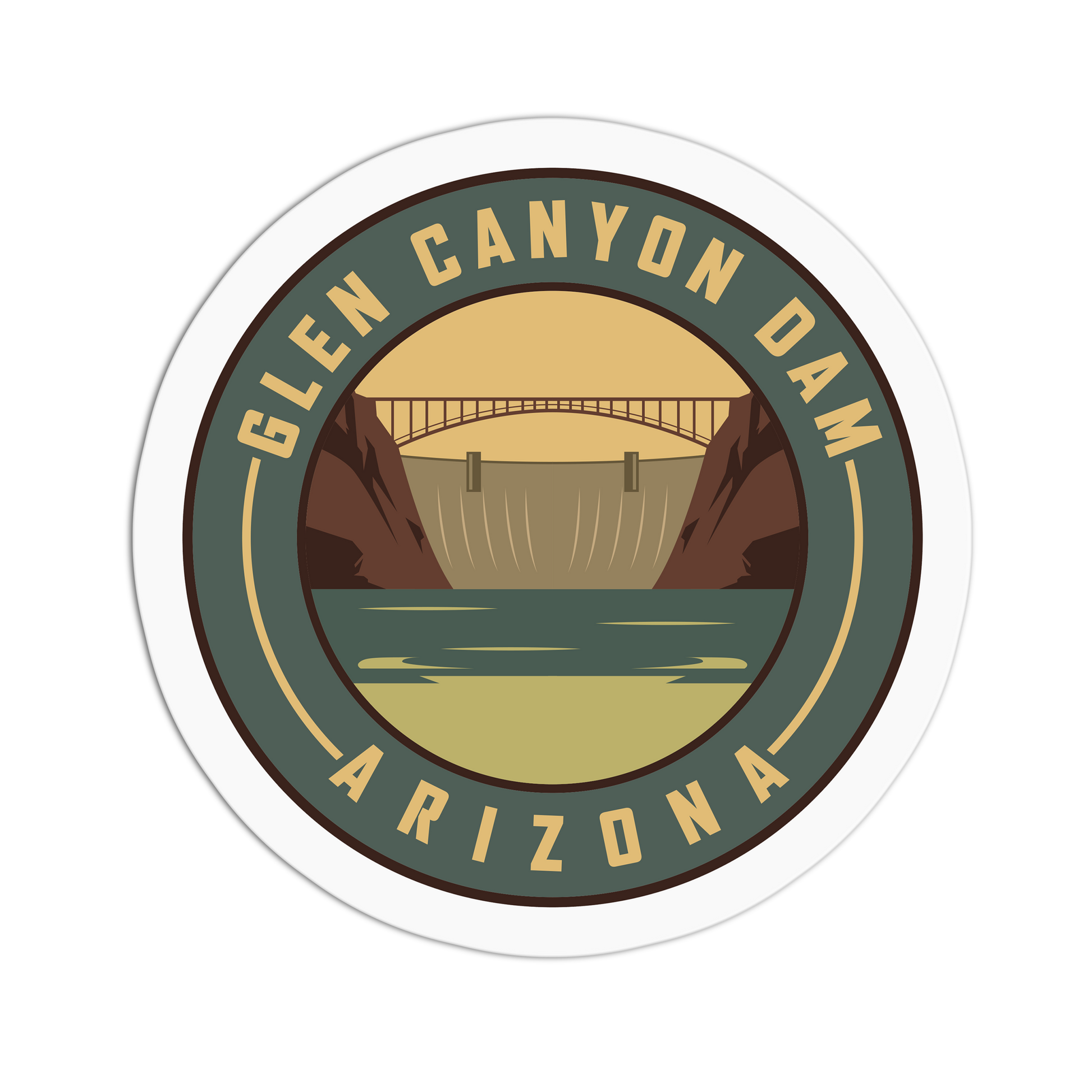 Sticker with Glen Canyon Dam, Arizona design on a white background
