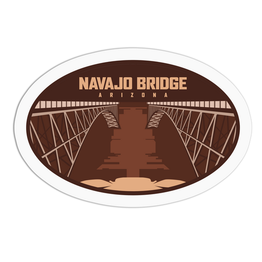 Sticker of Navajo Bridge in Arizona with a brown and white design.