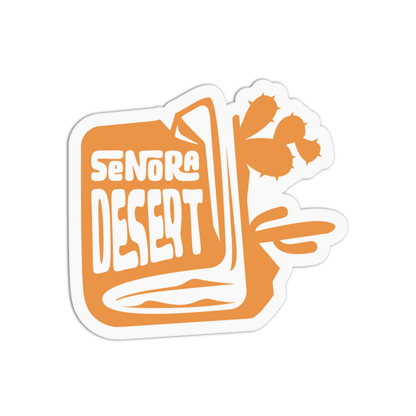 Sticker with 'Señora Desert' text and cactus design on a white background