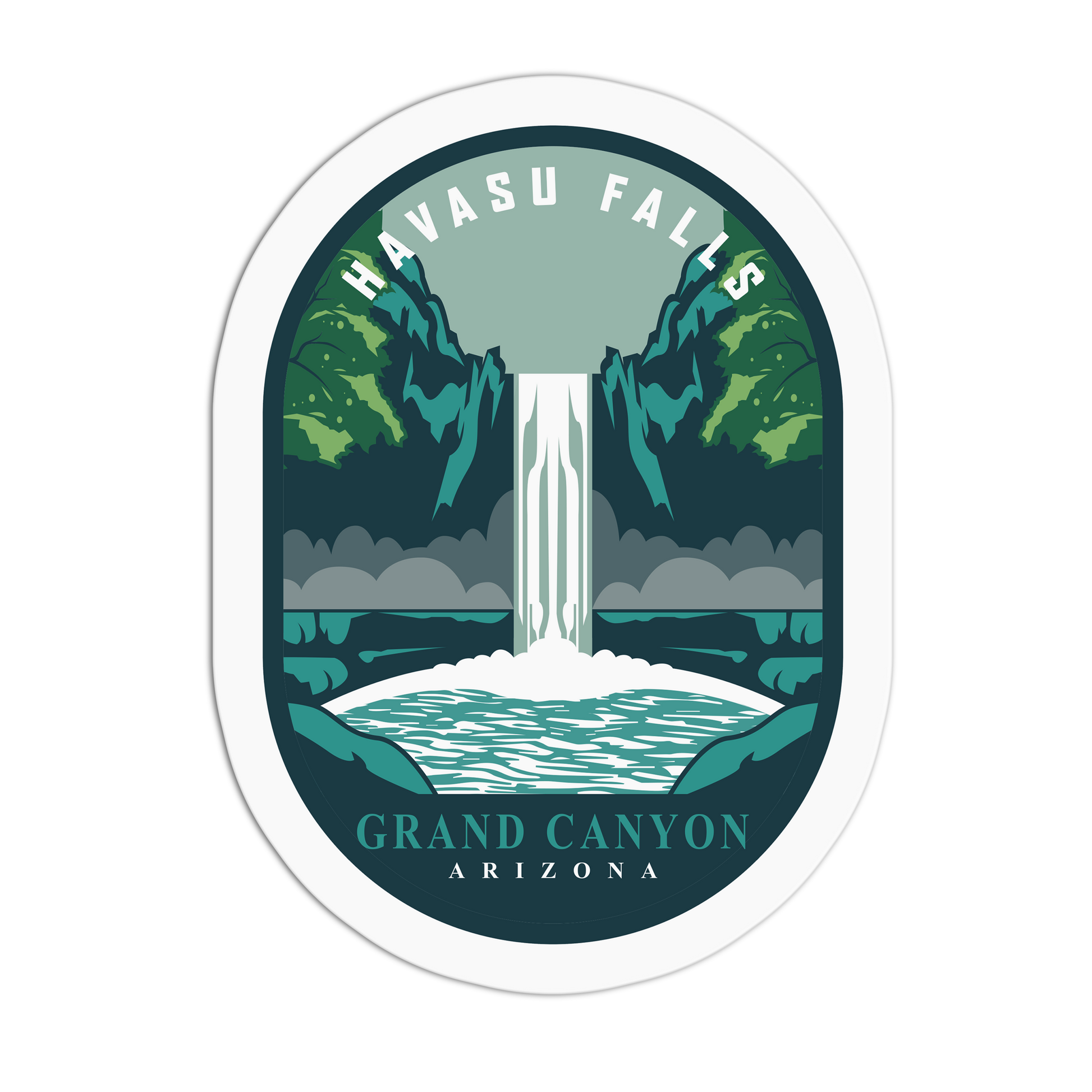 Sticker with Havasu Falls design on a white background